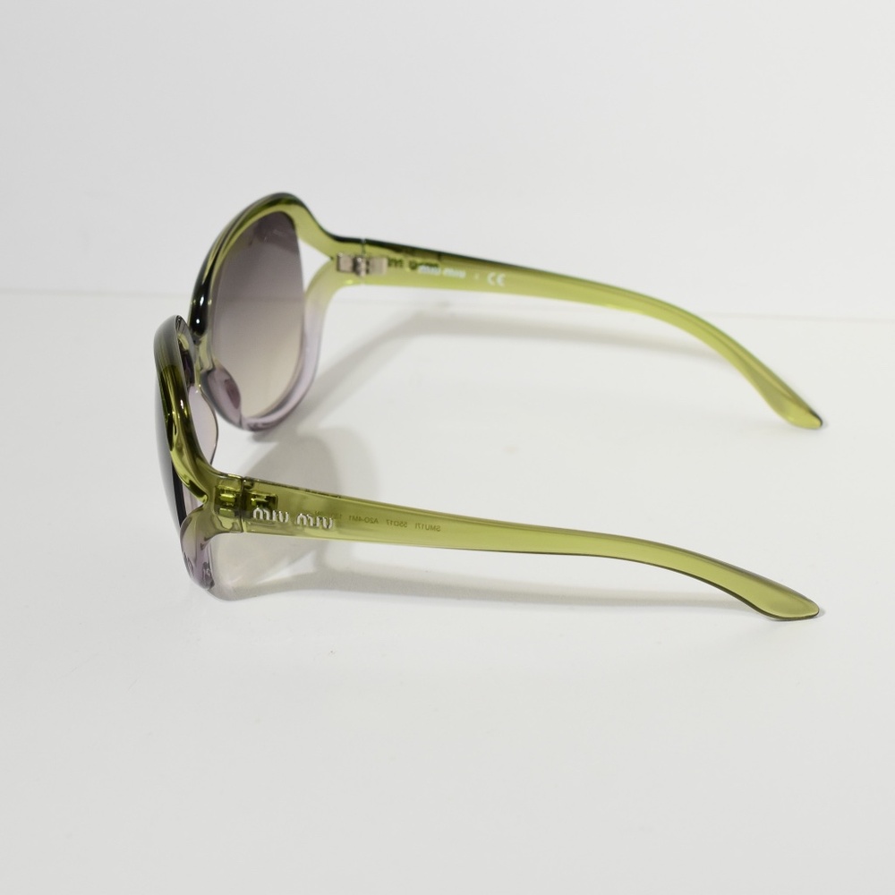 Miu Miu Sunglasses Green / Clear Round Frames NWOT - Picture 6 of 6
